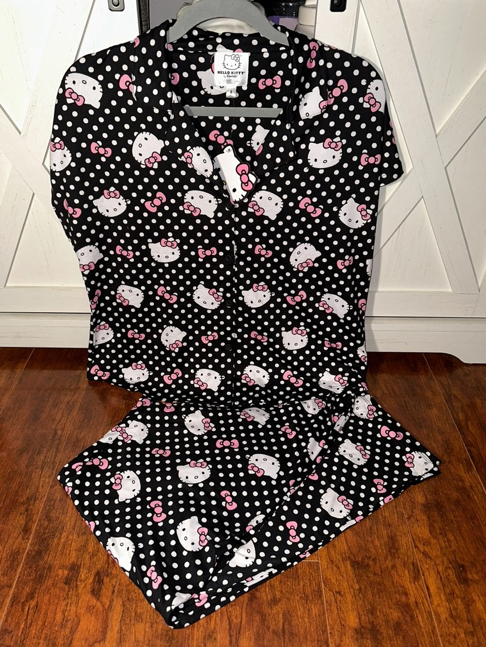 Hello Kitty Black White & Pink Polka Dot Pajama Set - Picture 2 of 2